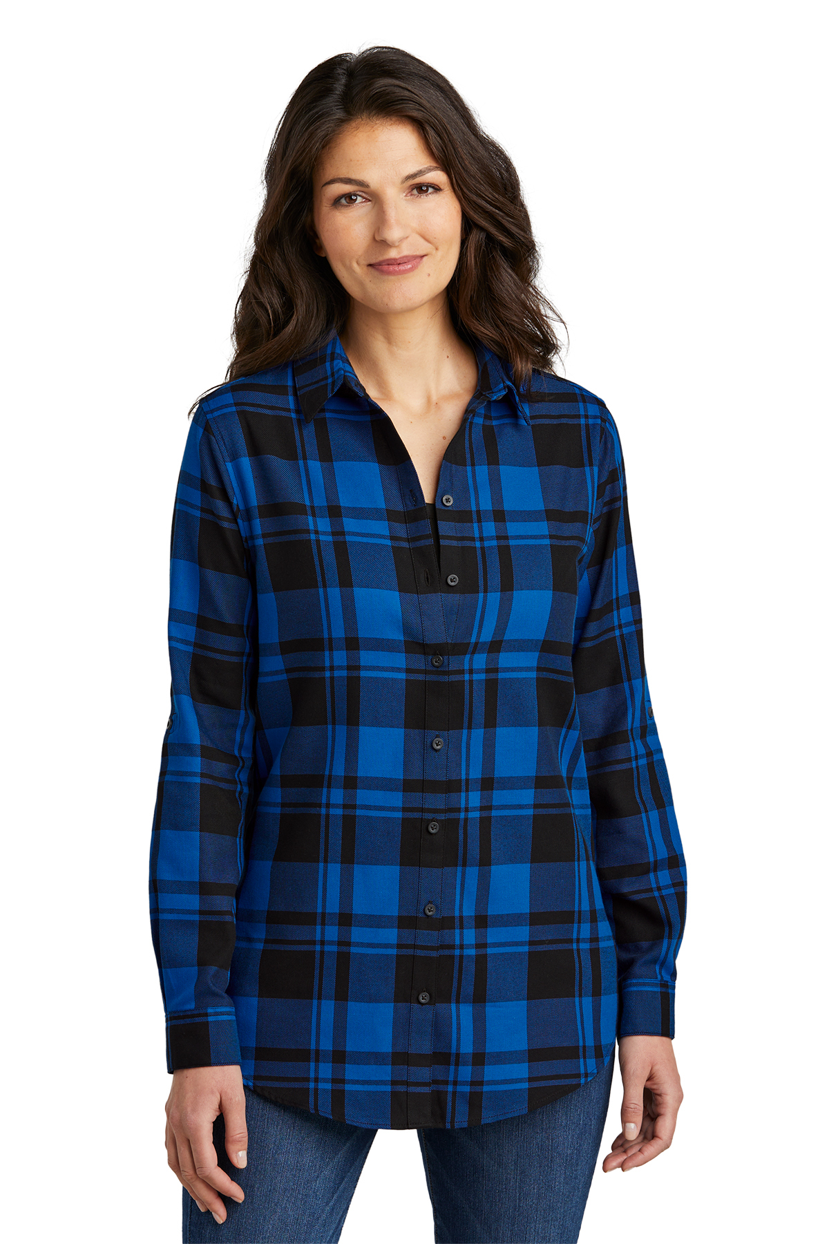 Royal blue 2025 plaid shirt womens