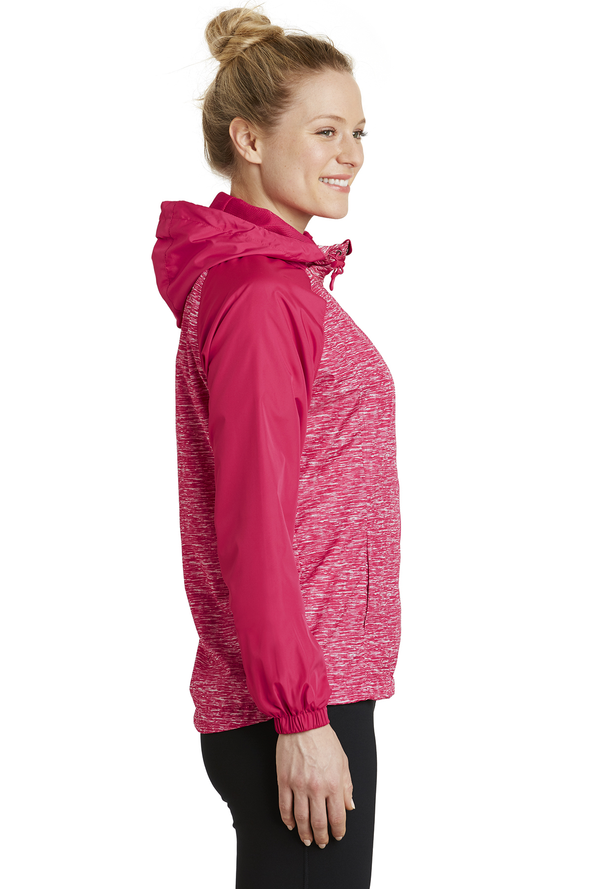 Sport-Tek Ladies Heather Colorblock Raglan Hooded Wind Jacket | Product |  Sport-Tek