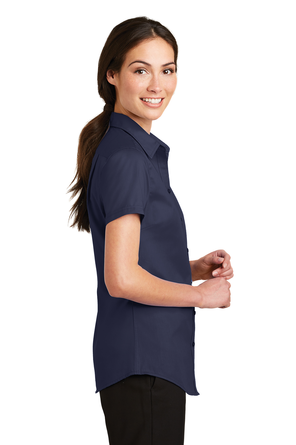 Port Authority Ladies SuperPro Custom Twill Shirts, True Navy