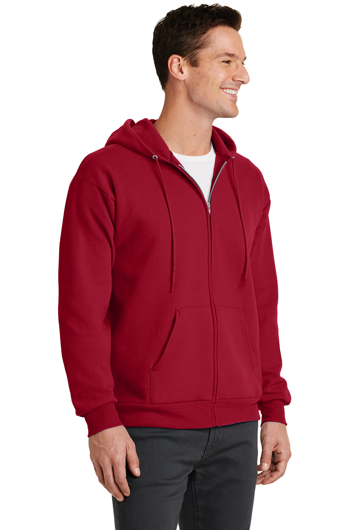 Medium Port & Company PC78ZH Mens Core Fleece Full-Zip Hooded Sweatshirt44; Neon Green 