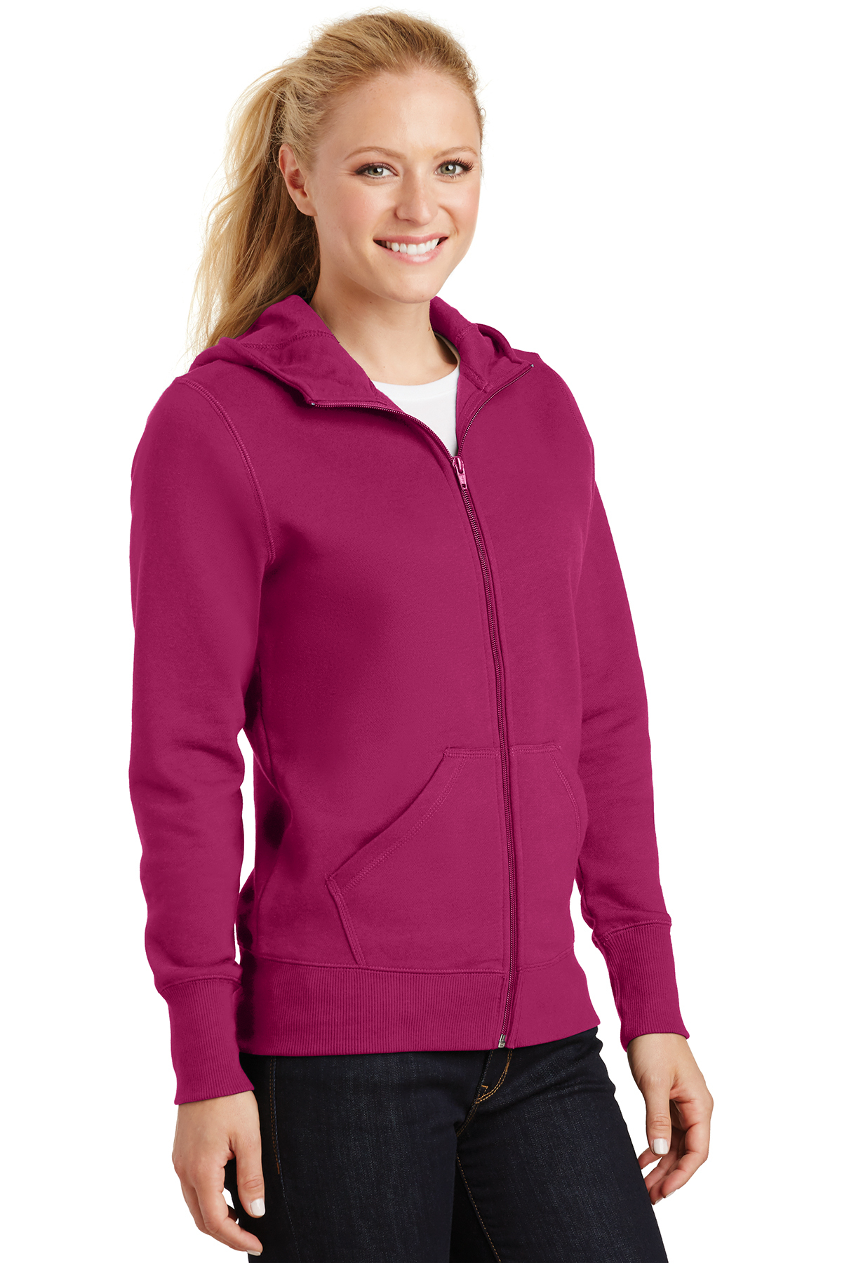 Sport-Tek Ladies Full-Zip Hooded Fleece Jacket | Product | SanMar