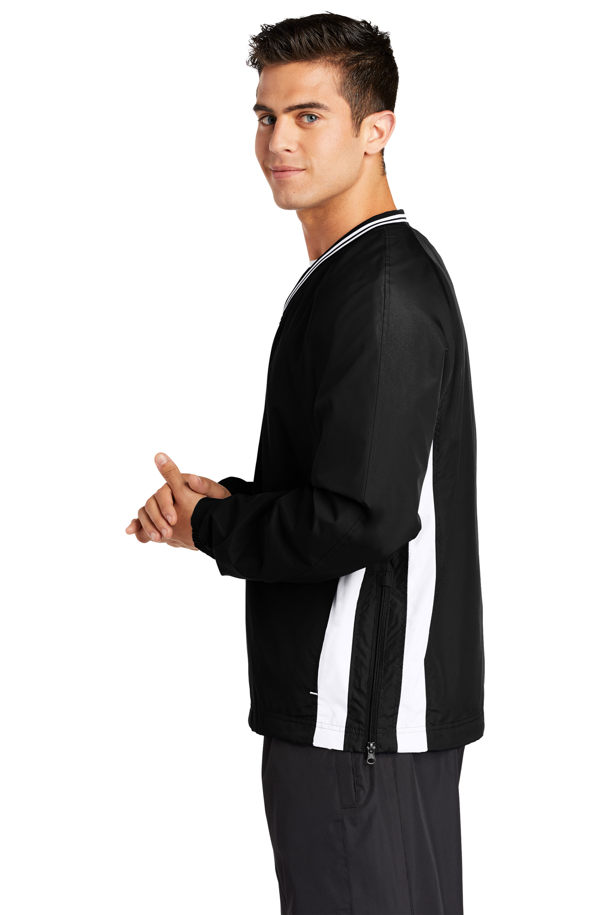 Sport-Tek Tipped V-Neck Raglan Wind Shirt | Product | Sport-Tek