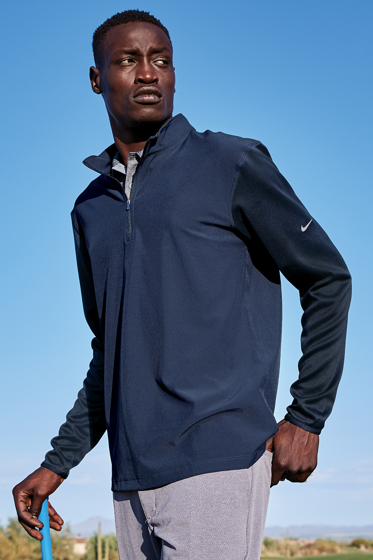 Custom Branded Nike — Nike Dri-Fit Stretch 1/2 Zip Cover-Up (Male) - Drive  Merchandise