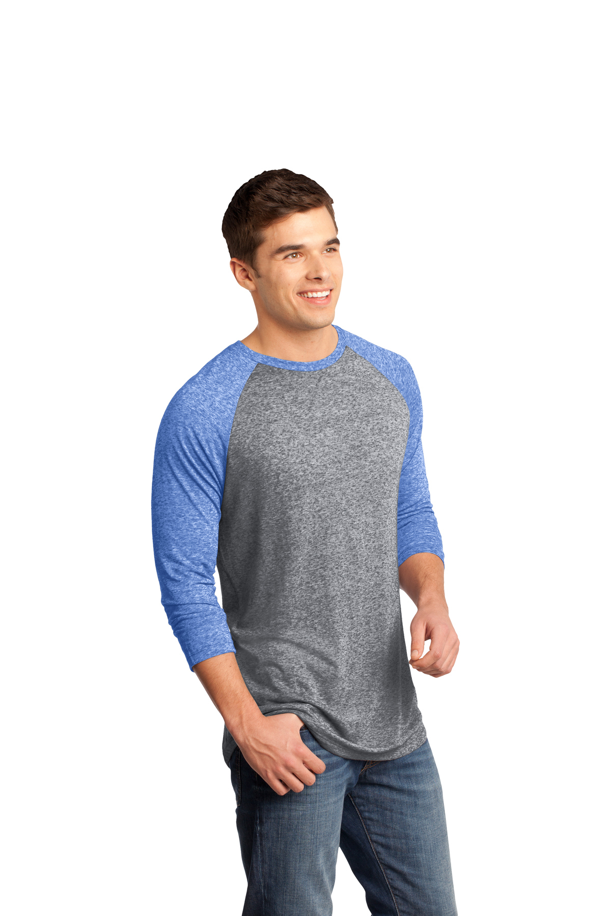 District - Young Mens Microburn 3/4-Sleeve Raglan Tee | Product | SanMar