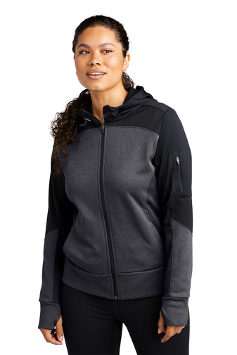 Sport-Tek Ladies Tech Fleece Colorblock Full-Zip Hooded Jacket ...
