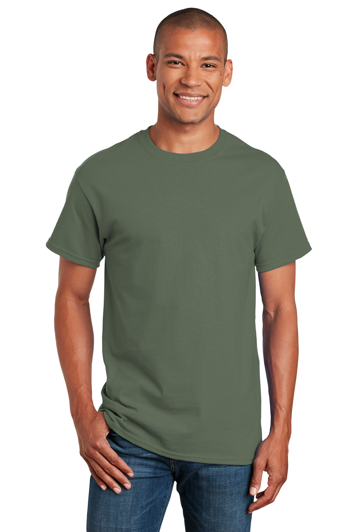 Gildan Ultra Cotton G240 Camiseta Manga Larga Verde Militar, Verde(Military  Green)