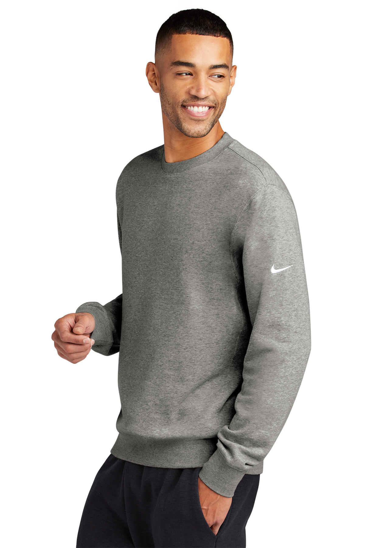 Nike Club Fleece Sleeve Swoosh Crew | Product | SanMar