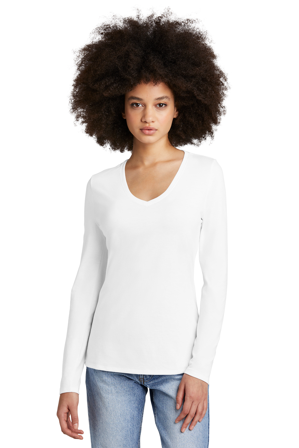 District Women’s Perfect Tri Long Sleeve V-Neck Tee | Product | SanMar