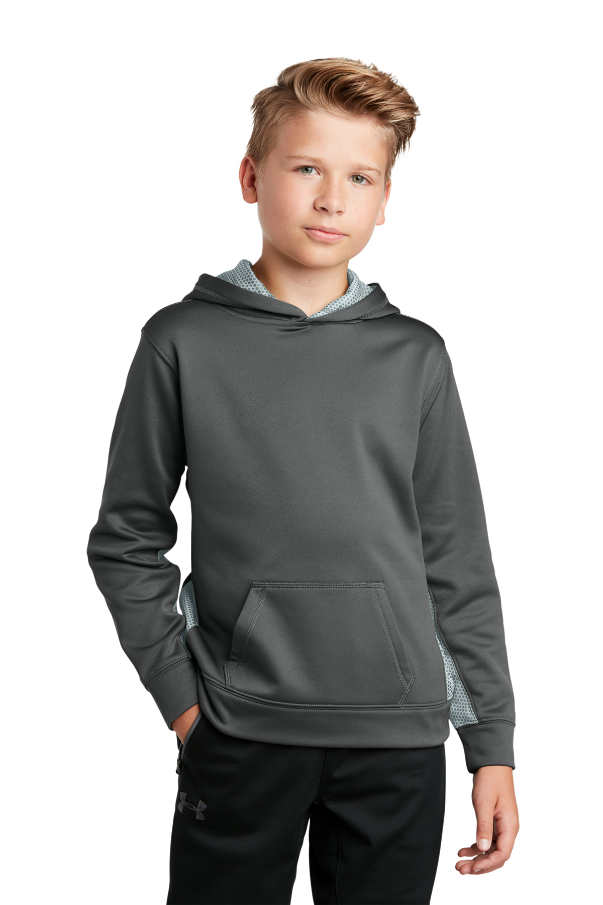 Sport-Tek Youth Sport-Wick CamoHex Fleece Colorblock Hooded Pullover ...