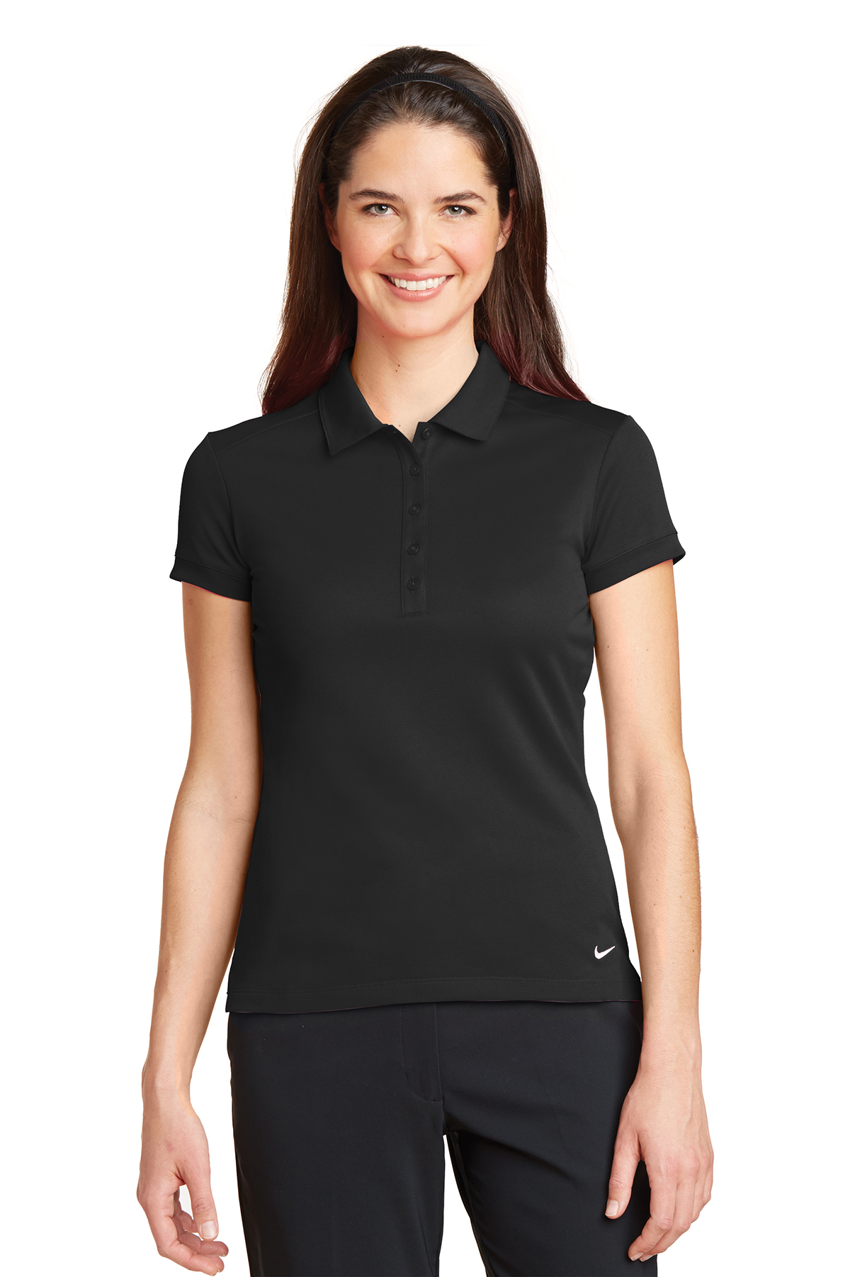 women's black dri fit polo
