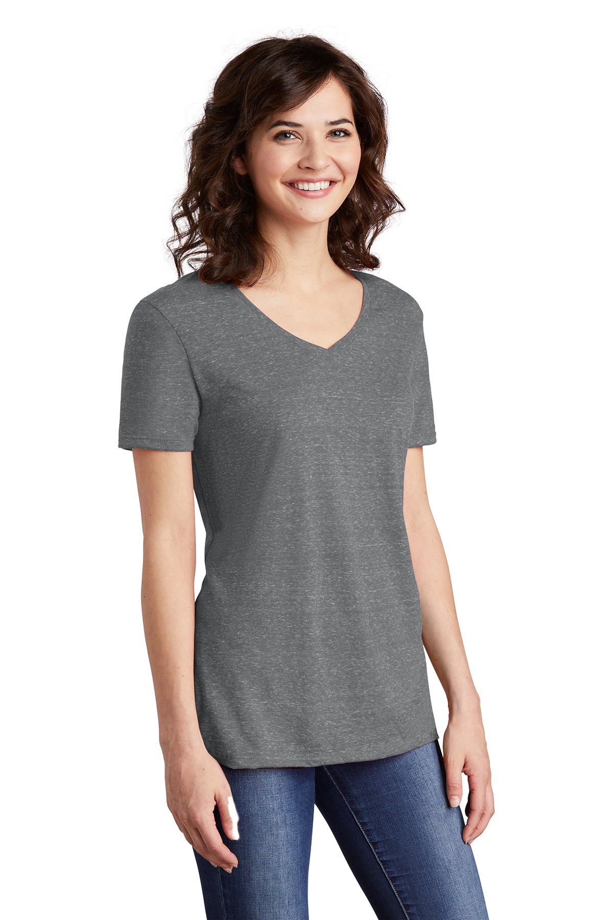 Jerzees Ladies Snow Heather Jersey V-Neck T-Shirt | Product | SanMar