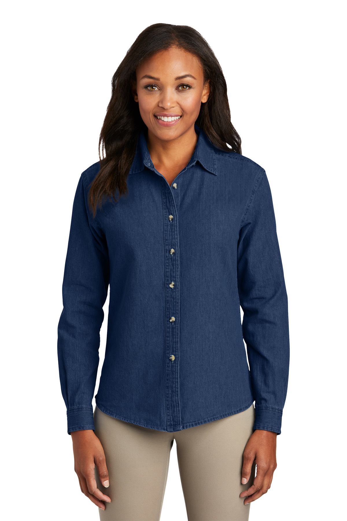 Ladies Long Sleeve Value Denim Shirt | Product | Port & Company - Port &  Company