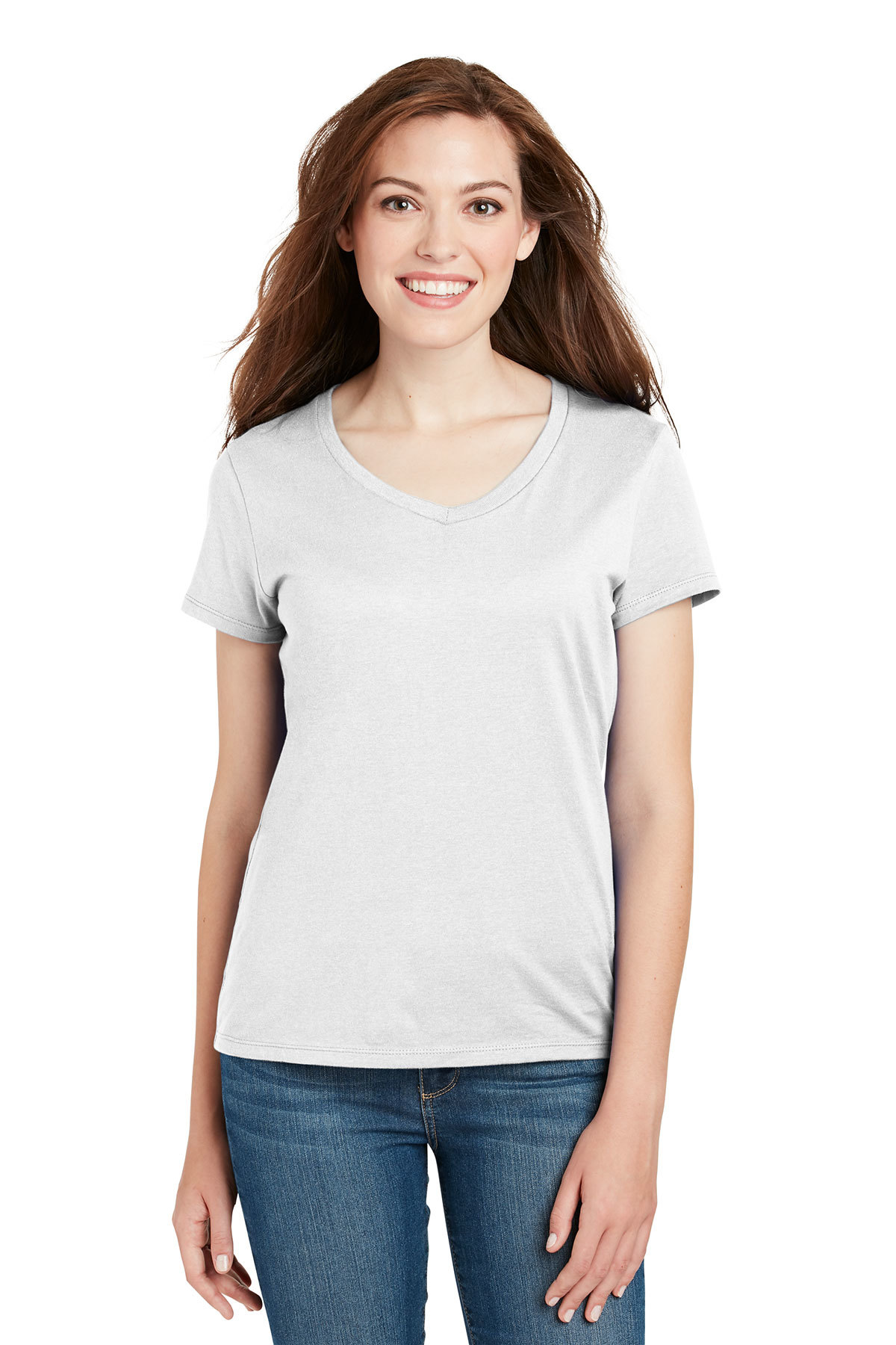 hanes women's white v neck t shirts