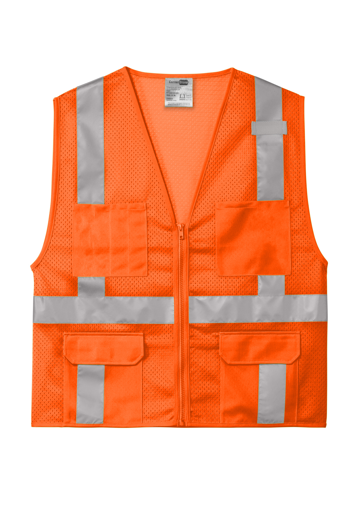 CornerStone ANSI 107 Class 2 Mesh Six-Pocket Zippered Vest
