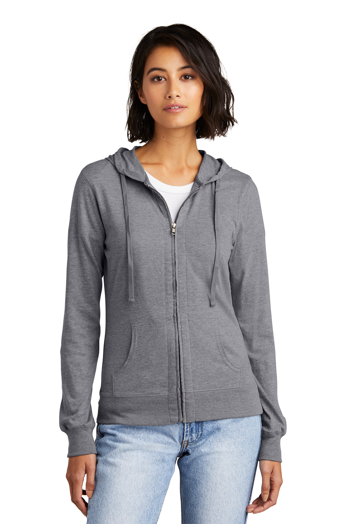 District Women’s Fitted Jersey Full-Zip Hoodie | Product | Company Casuals