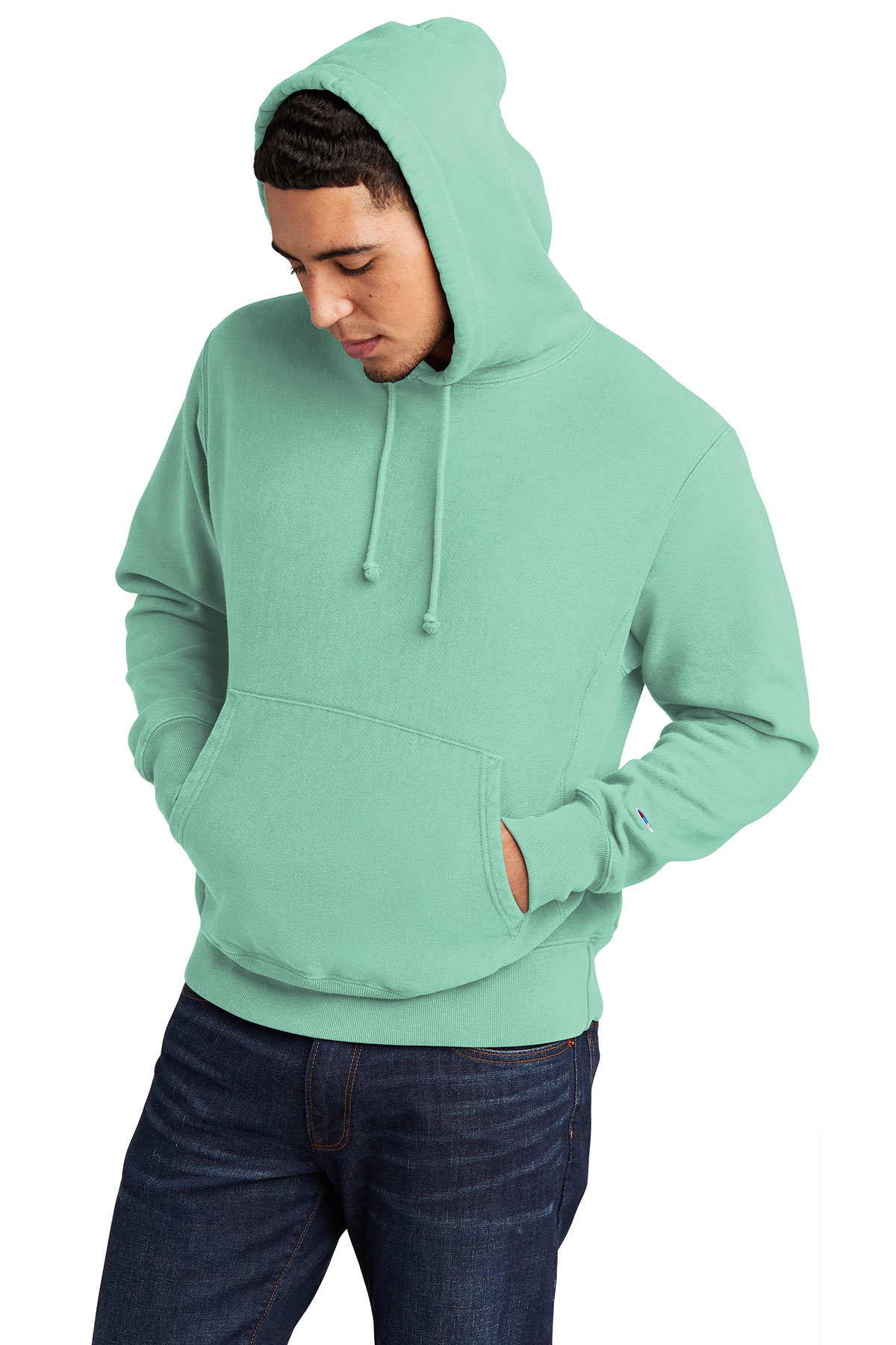Mint green champion jumper cheap