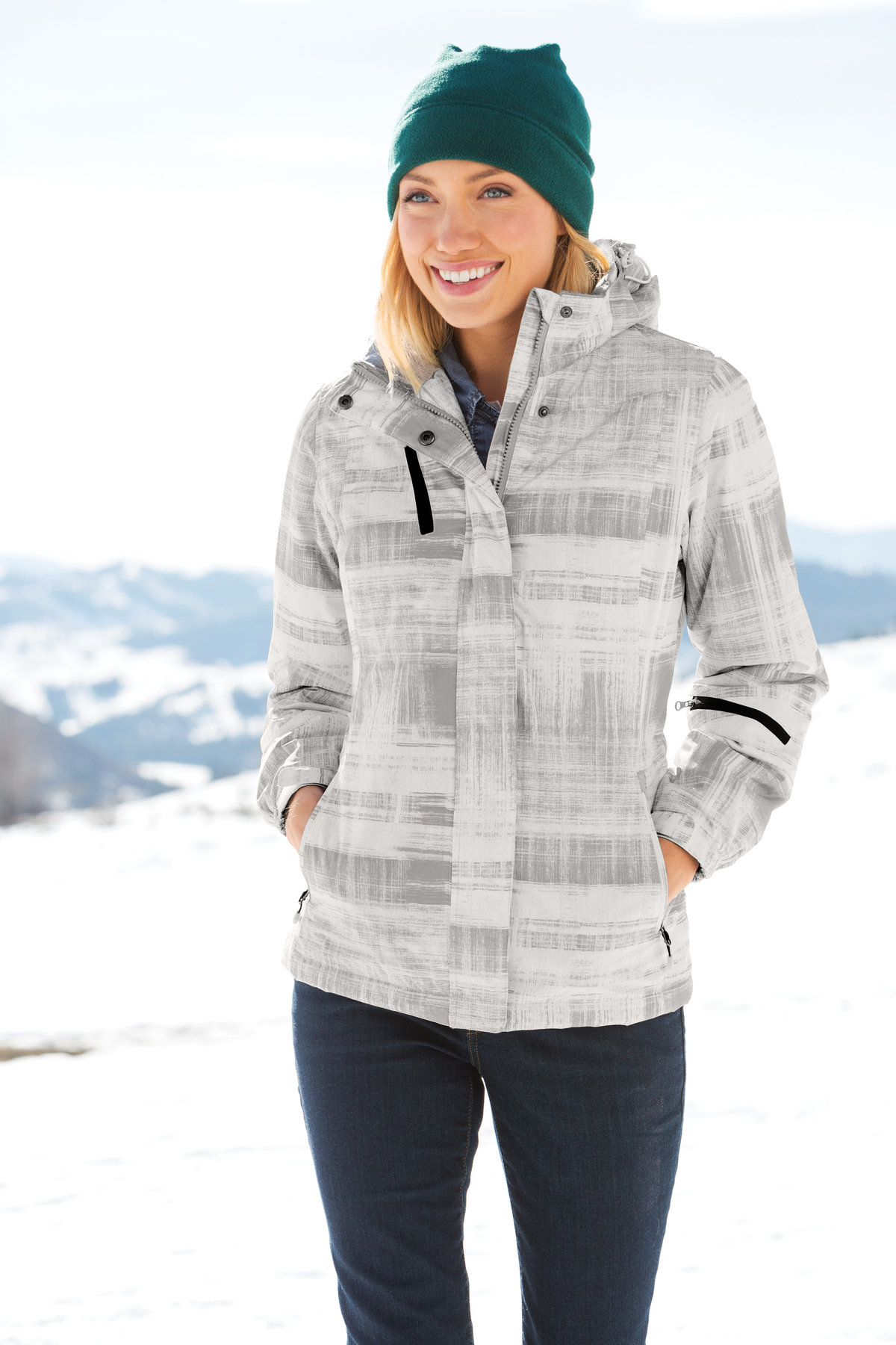 Port Authority Ladies Brushstroke Print Insulated Jacket Product Port Authority