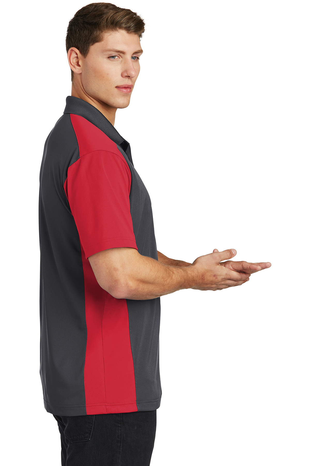 SPORT-TEK LST655 Ladies Side Blocked Micropique Sport-Wick Polo -  Black/True Red - 4XL