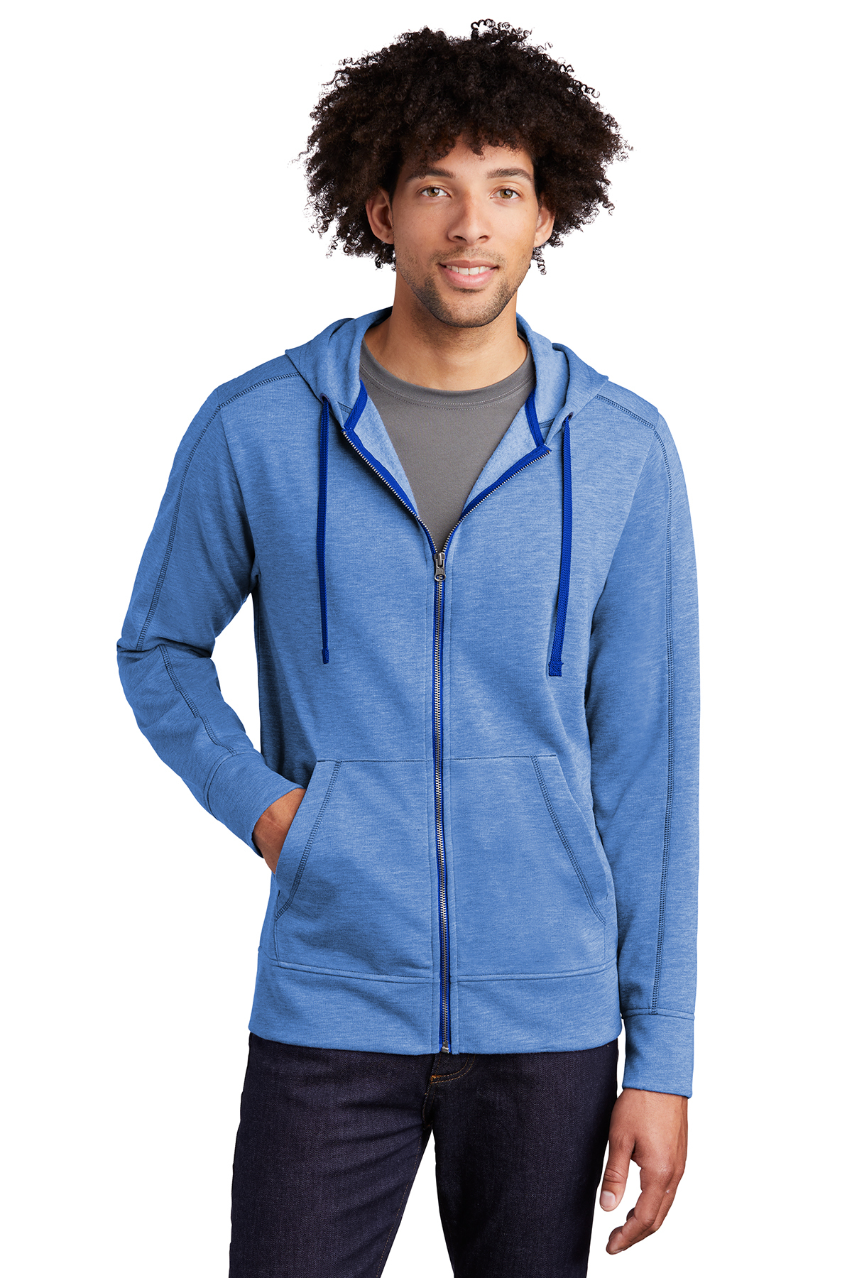 Sport-Tek PosiCharge Tri-Blend Wicking Fleece Full-Zip Hooded Jacket, Product
