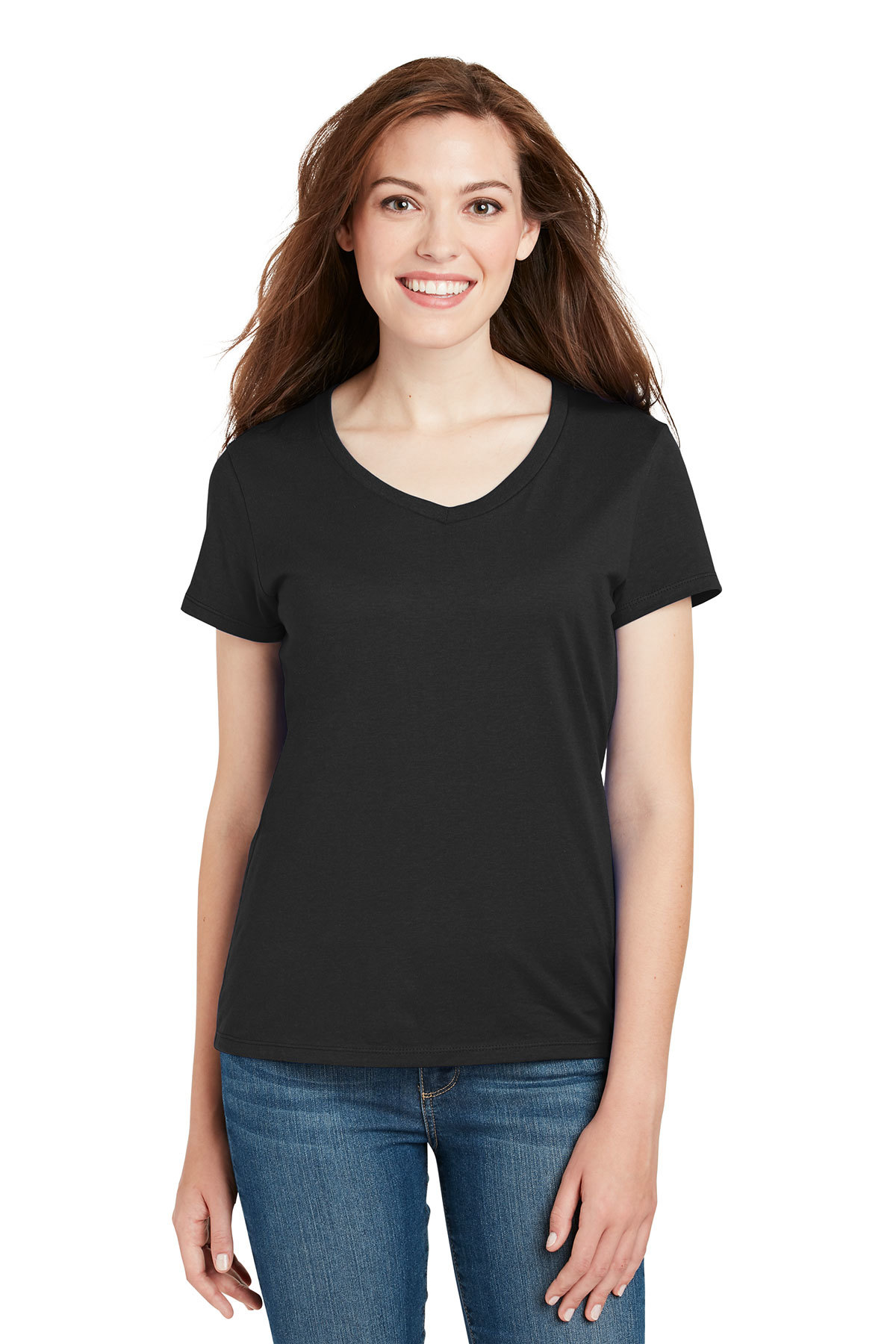 Hanes Ladies Perfect-T Cotton V-Neck T-Shirt | Product | SanMar