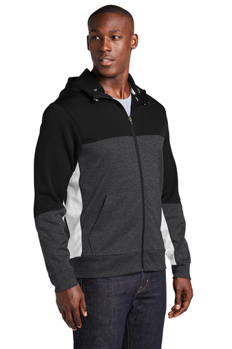 Sport-Tek Tech Fleece Colorblock Full-Zip Hooded Jacket | Product | SanMar