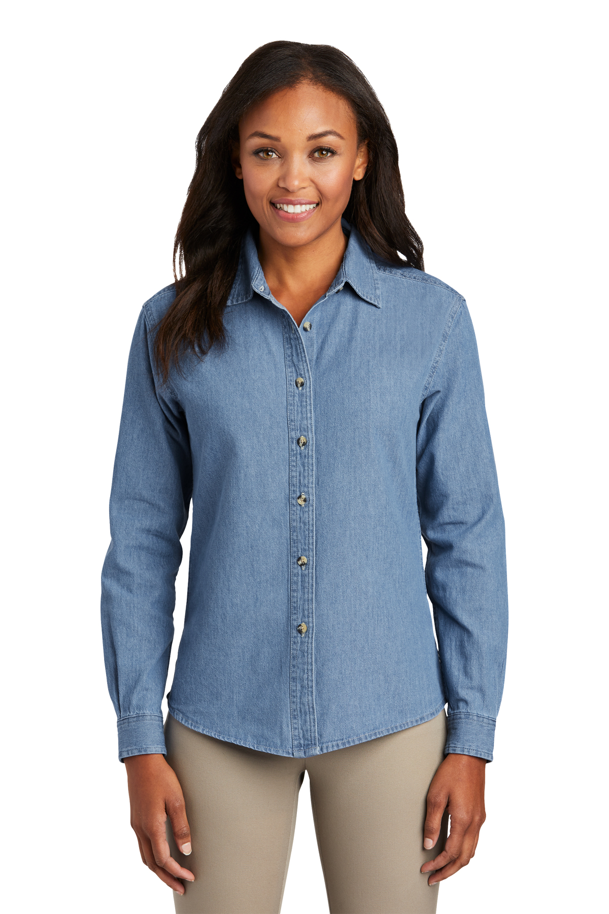 receta periódico Evaluable Ladies Long Sleeve Value Denim Shirt | Product | Port & Company - Port &  Company