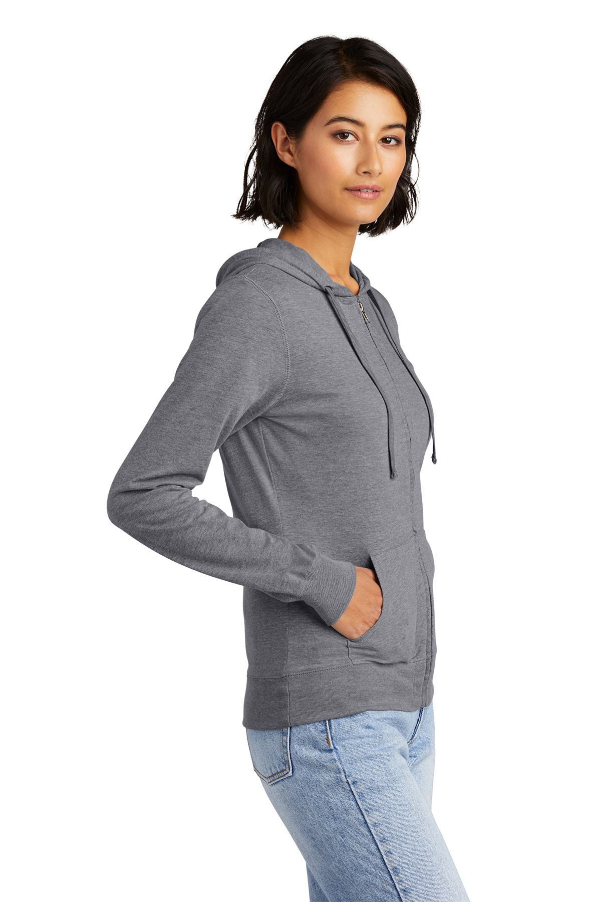 District Women’s Fitted Jersey Full-Zip Hoodie | Product | SanMar