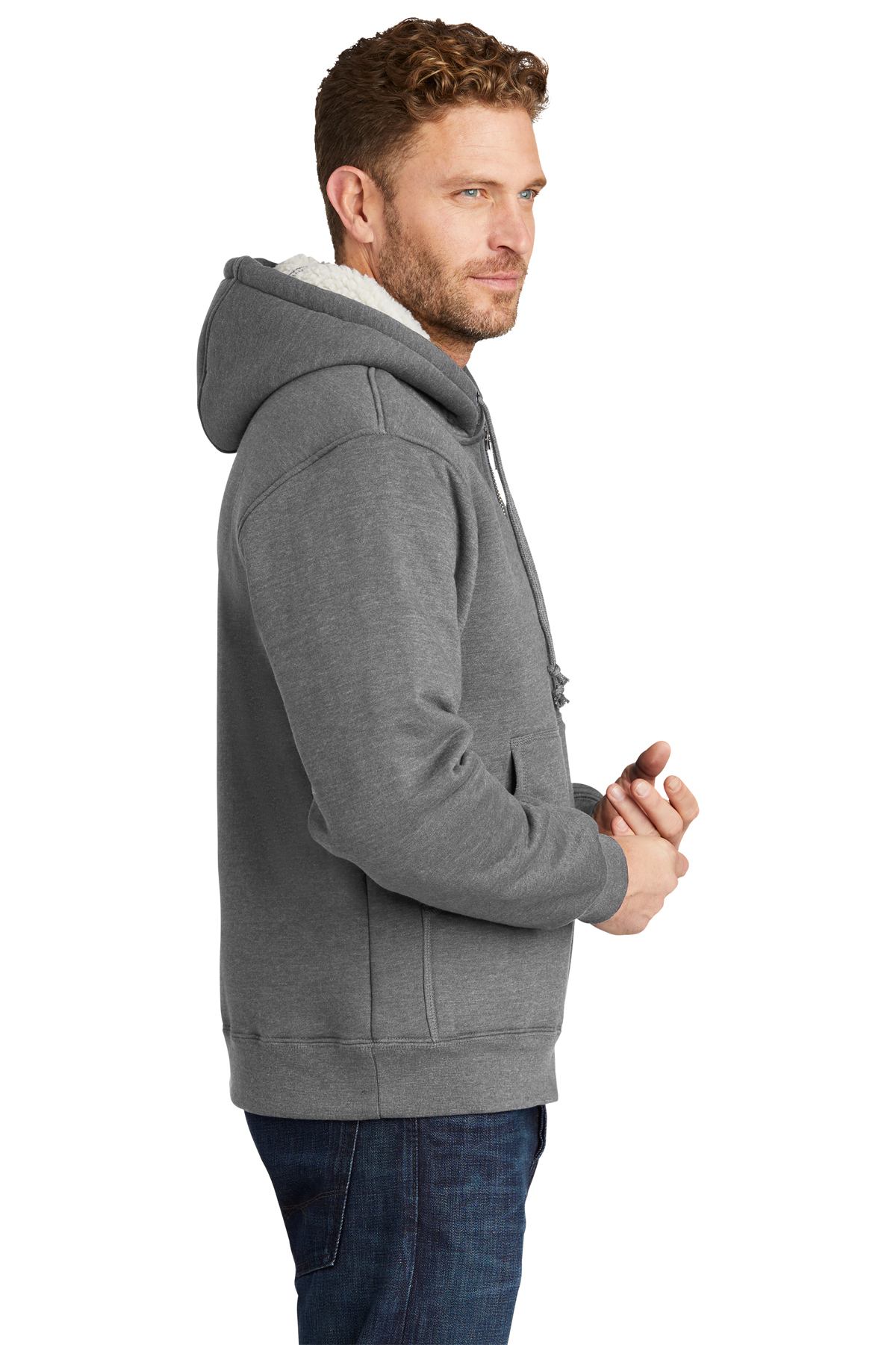 Grey hooded fleece online