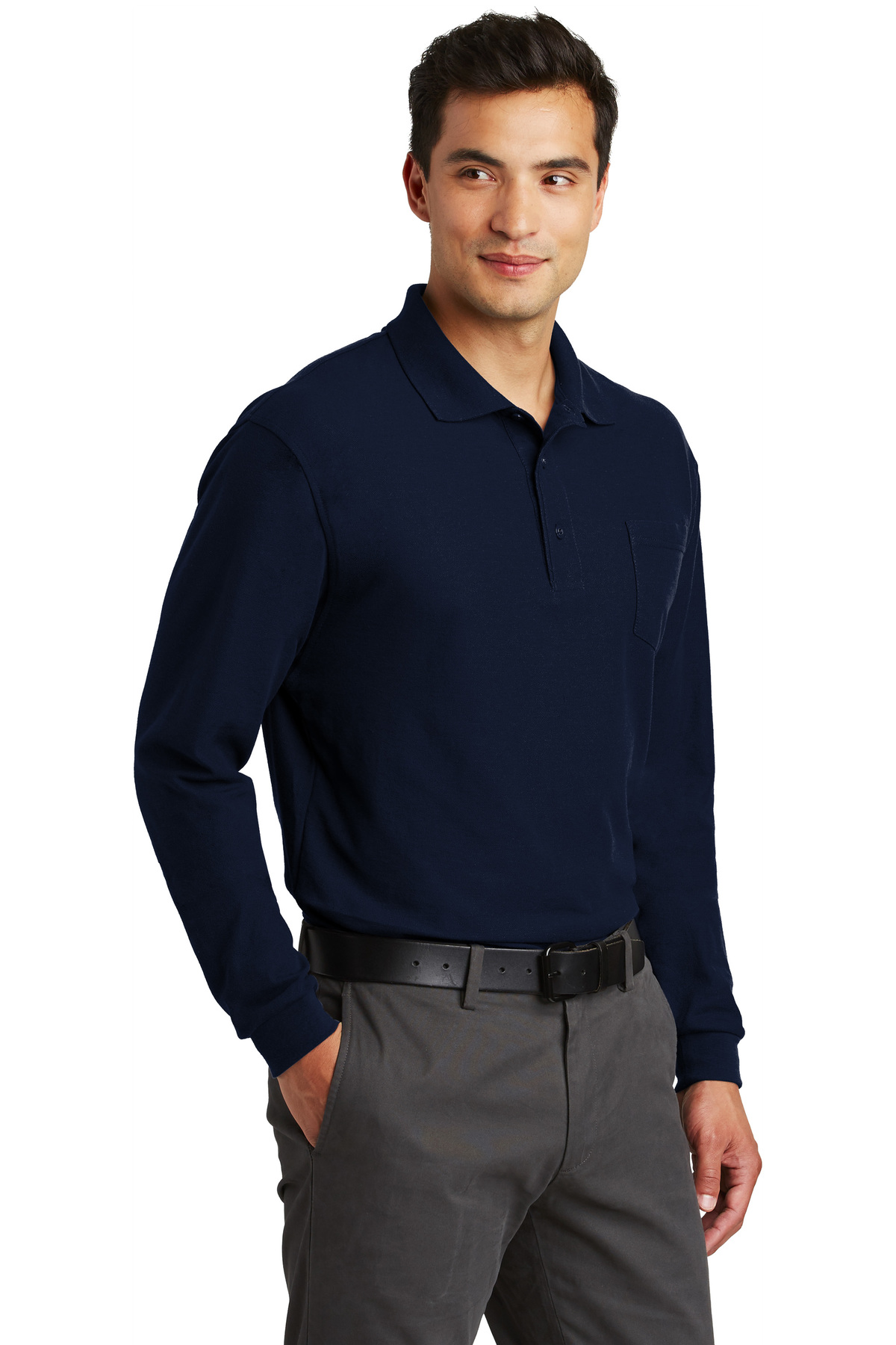 Port Authority Silk Touch™ Long Sleeve Polo with Pocket | Product | SanMar