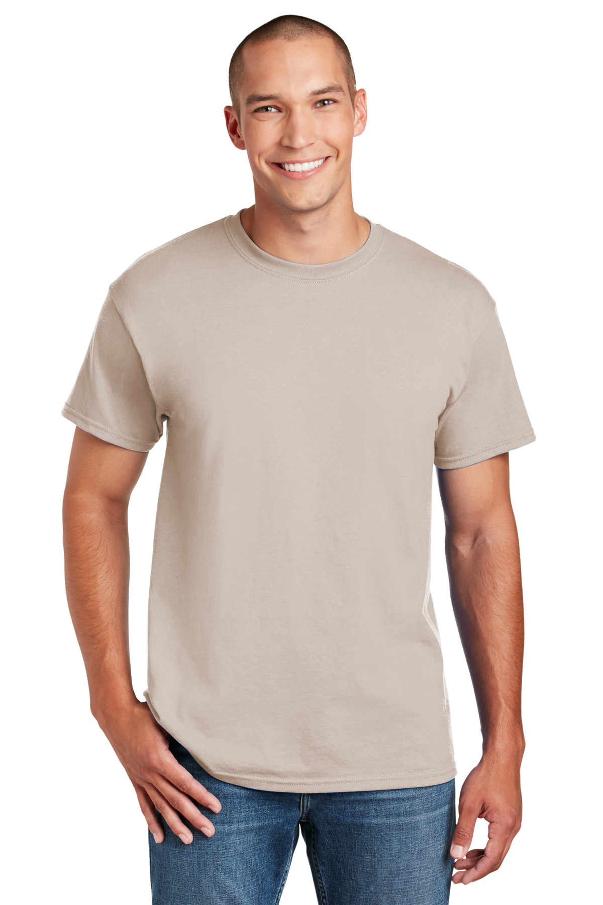 Gildan G8000 50% Cotton 50% Polyester DryBlend T-Shirt Sand Large 3 Pack 