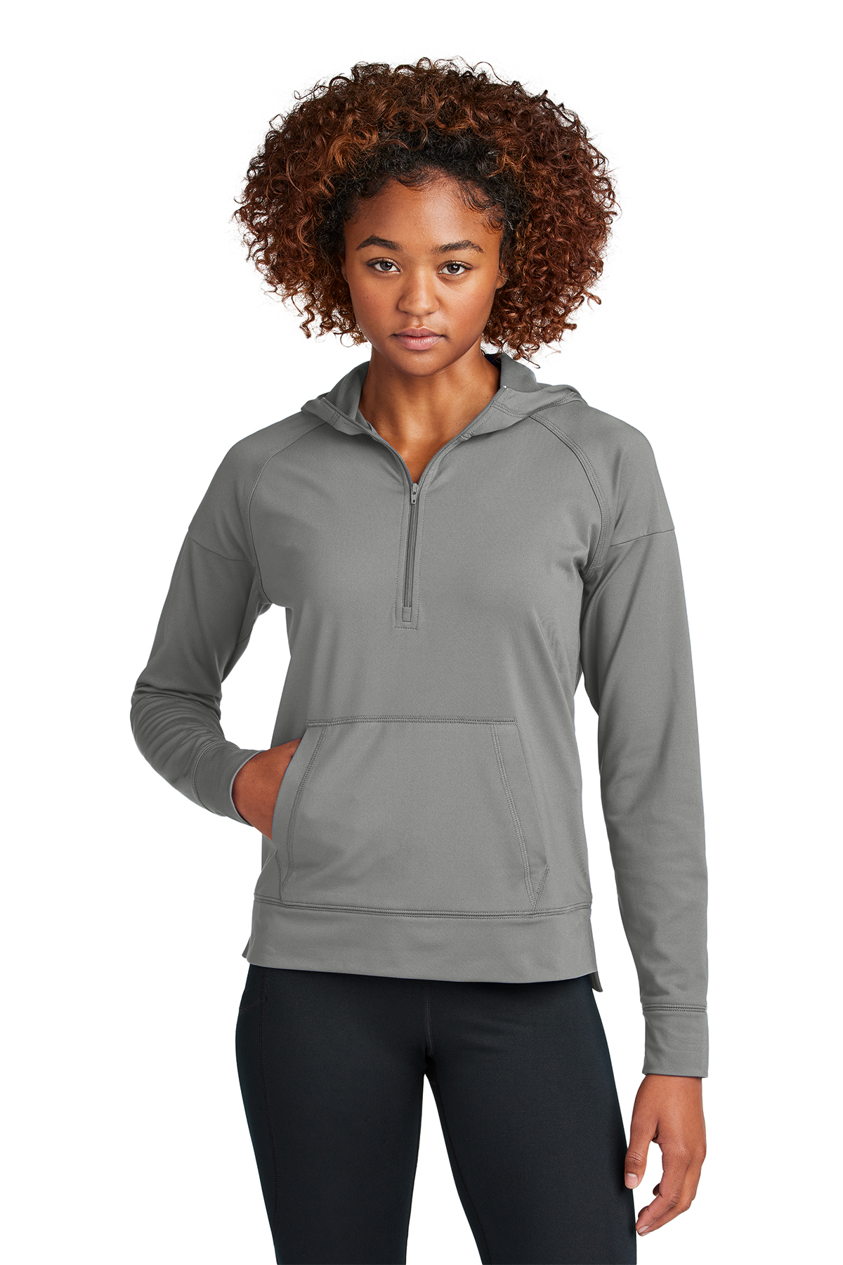 Sport Tek Ladies Sport Wick Stretch 1 2 Zip Hoodie Product SanMar