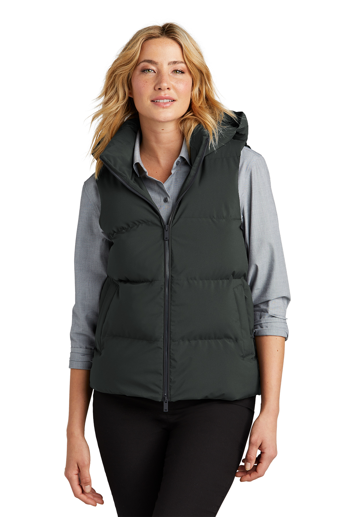 Womens gray puffer vest best sale