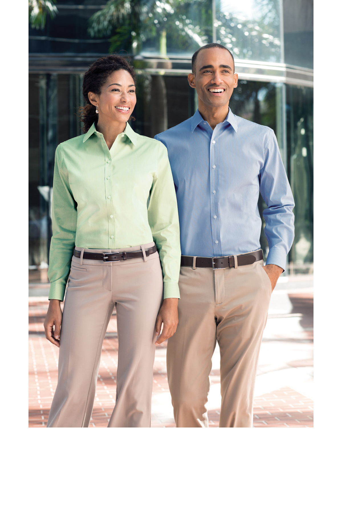 Ladies Fine Stripe Stretch Poplin Shirt 