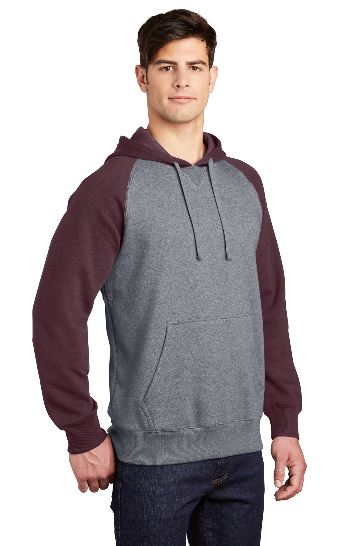 Sport-Tek Raglan Colorblock Pullover Hooded Sweatshirt, Product