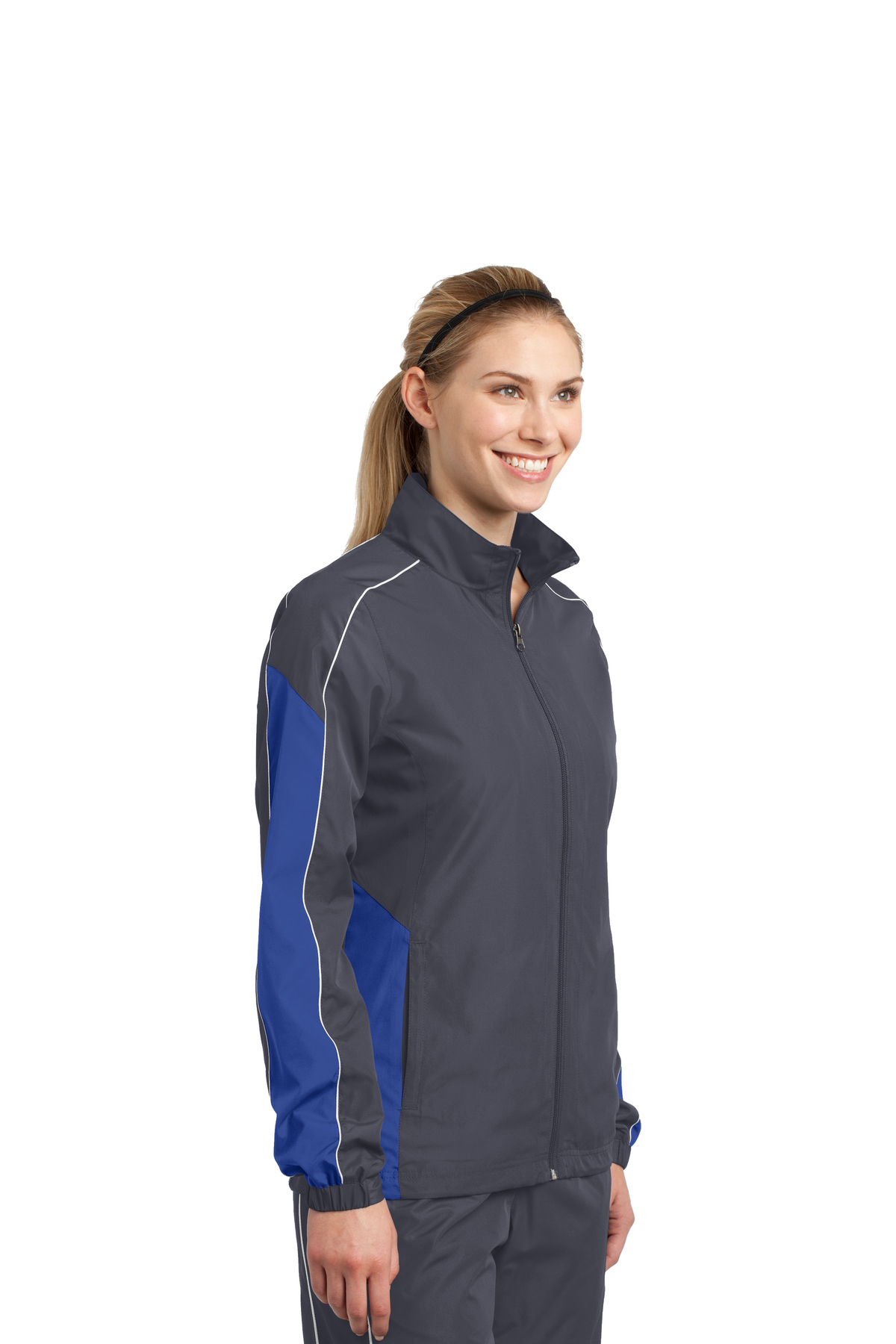 Sport-Tek Ladies Piped Colorblock Wind Jacket, Product