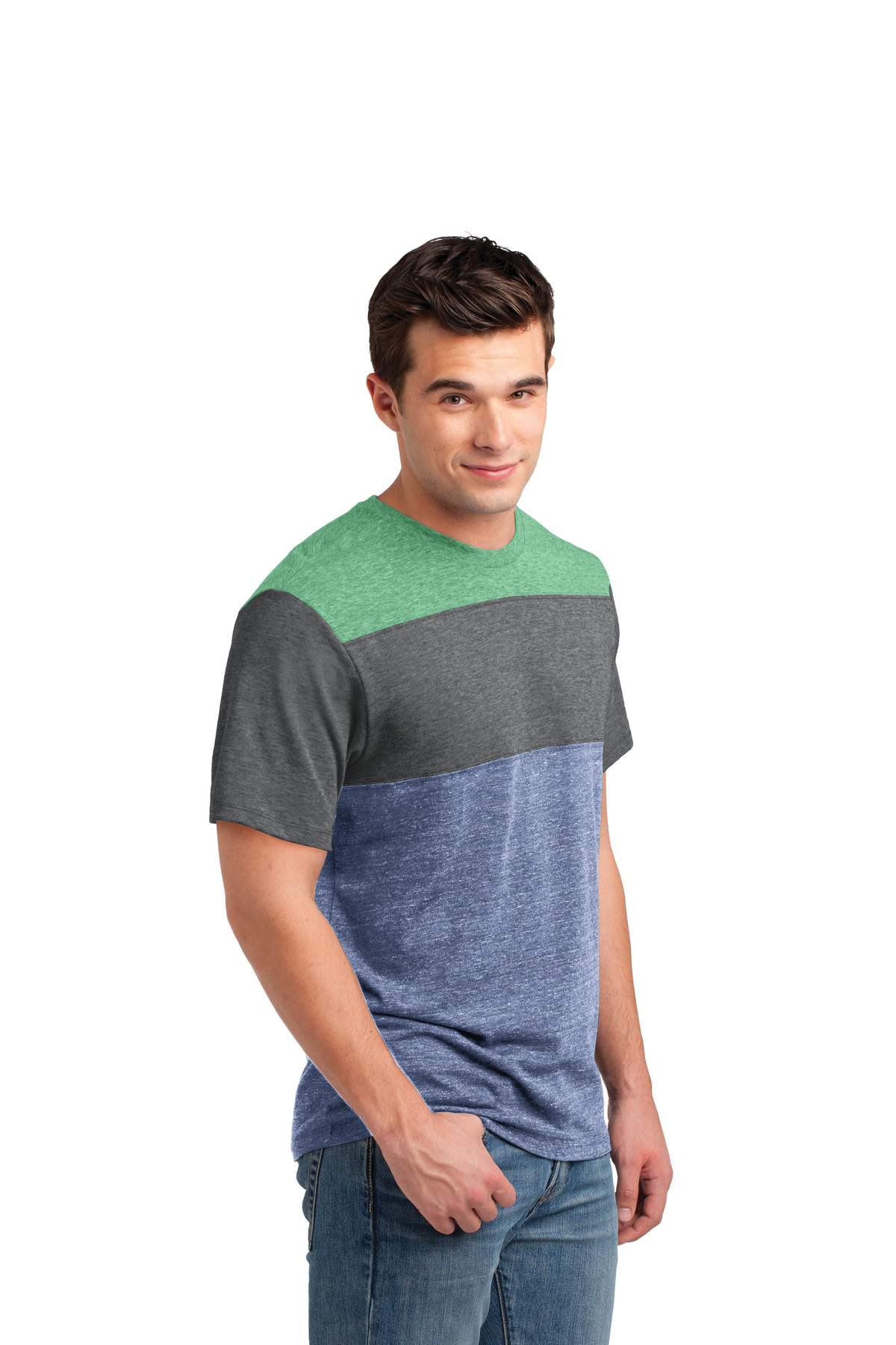 District Young Mens Tri-Blend Pieced Crewneck Tee | Product | SanMar
