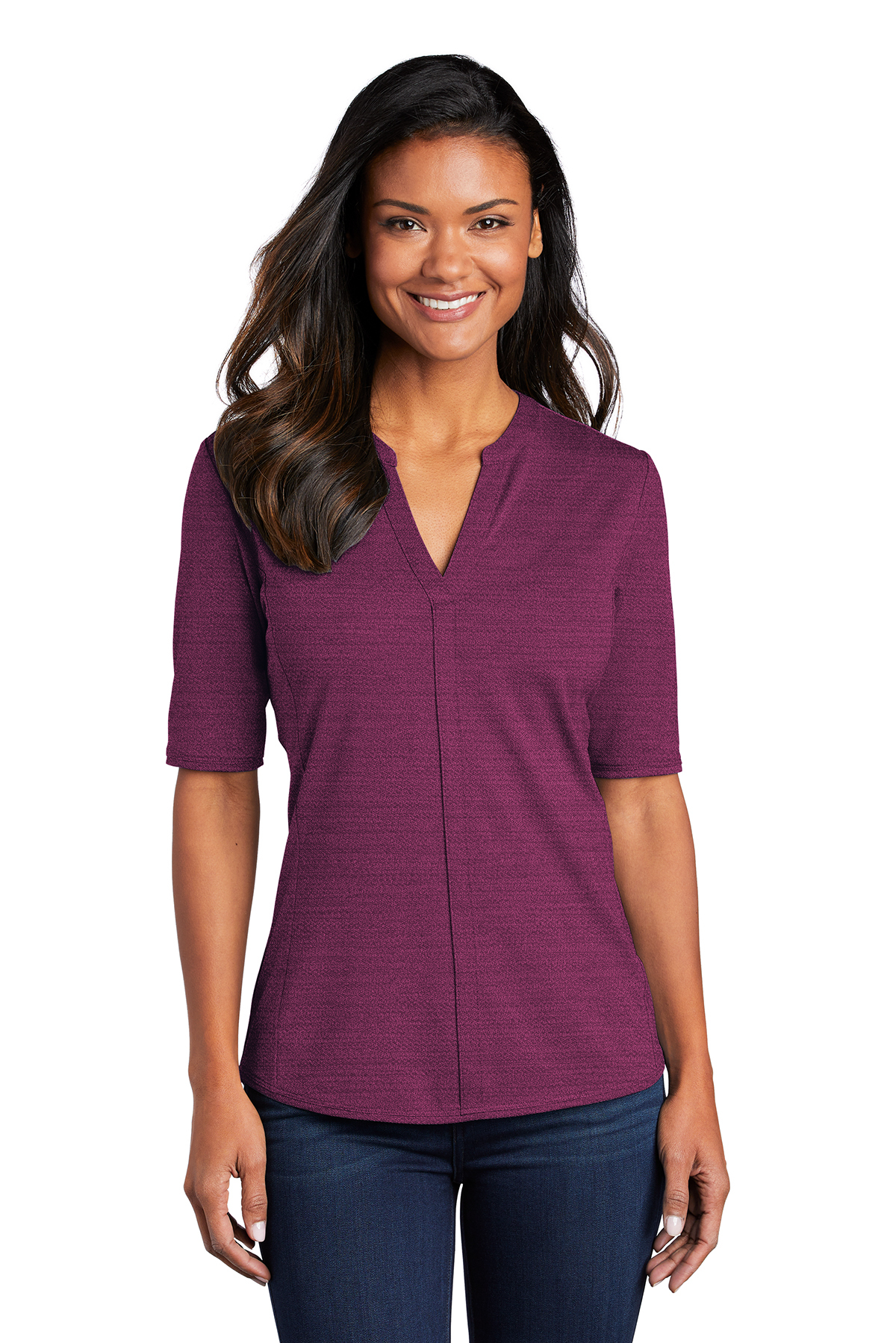 Port Authority ® Ladies Stretch Heather Open Neck Top Carver Yachts