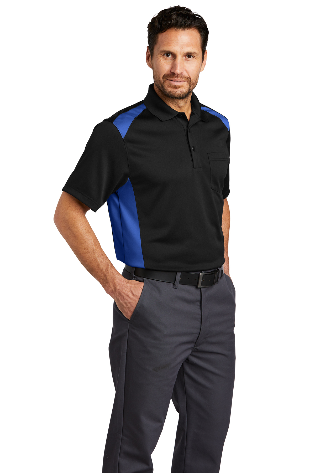 CornerStone Select SnagProof Two Way Colorblock Pocket Polo Product