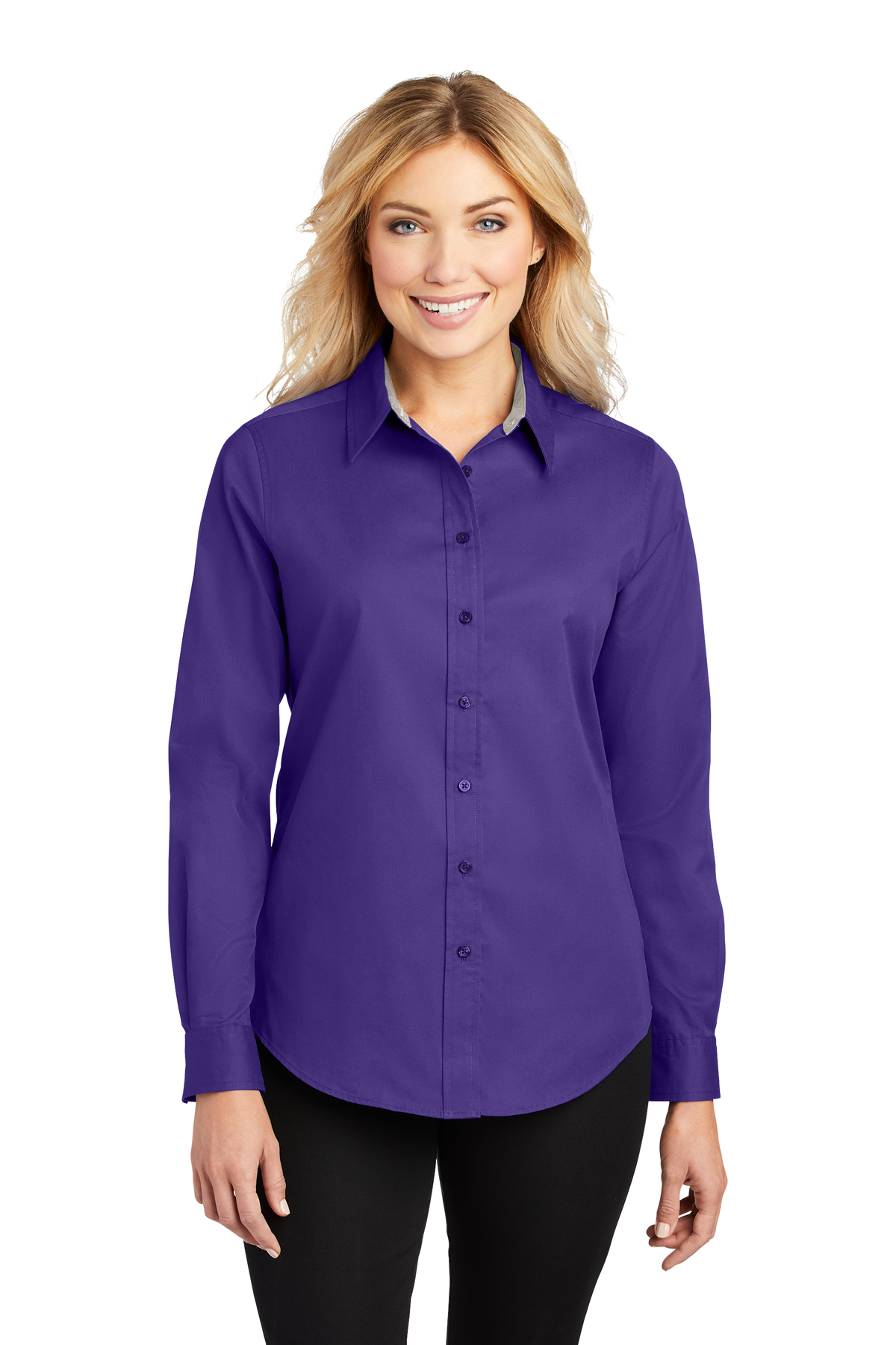 Port Authority Ladies Long Sleeve Easy Care Shirt L Purple