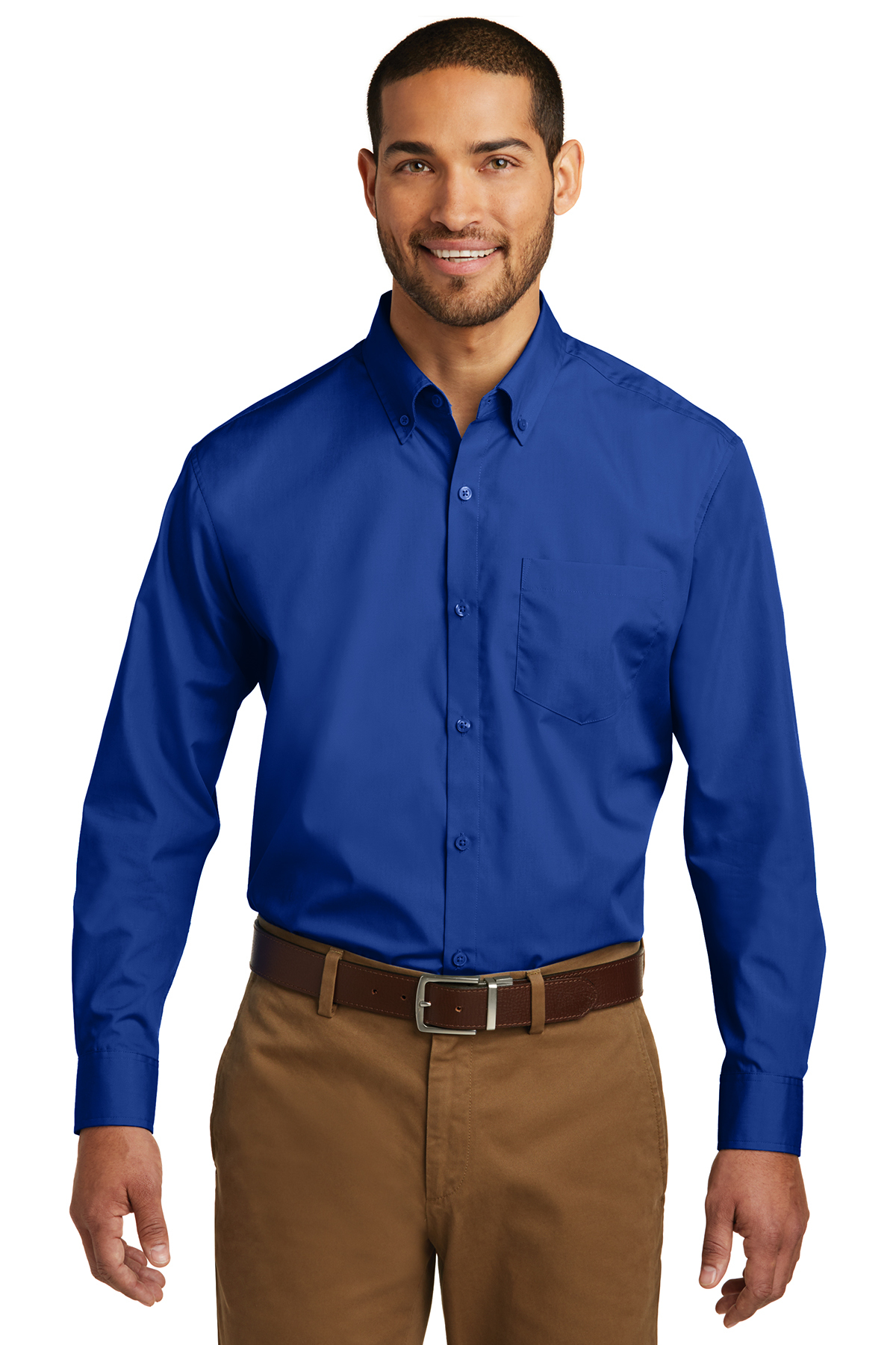 Port Authority Tall Long Sleeve Carefree Poplin Shirt | Product | SanMar