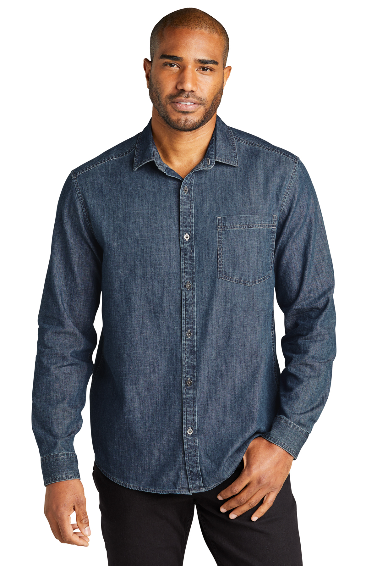 Wrangler Men's Dark Denim Solid Long Sleeve Snap Western Shirt - Country  Outfitter