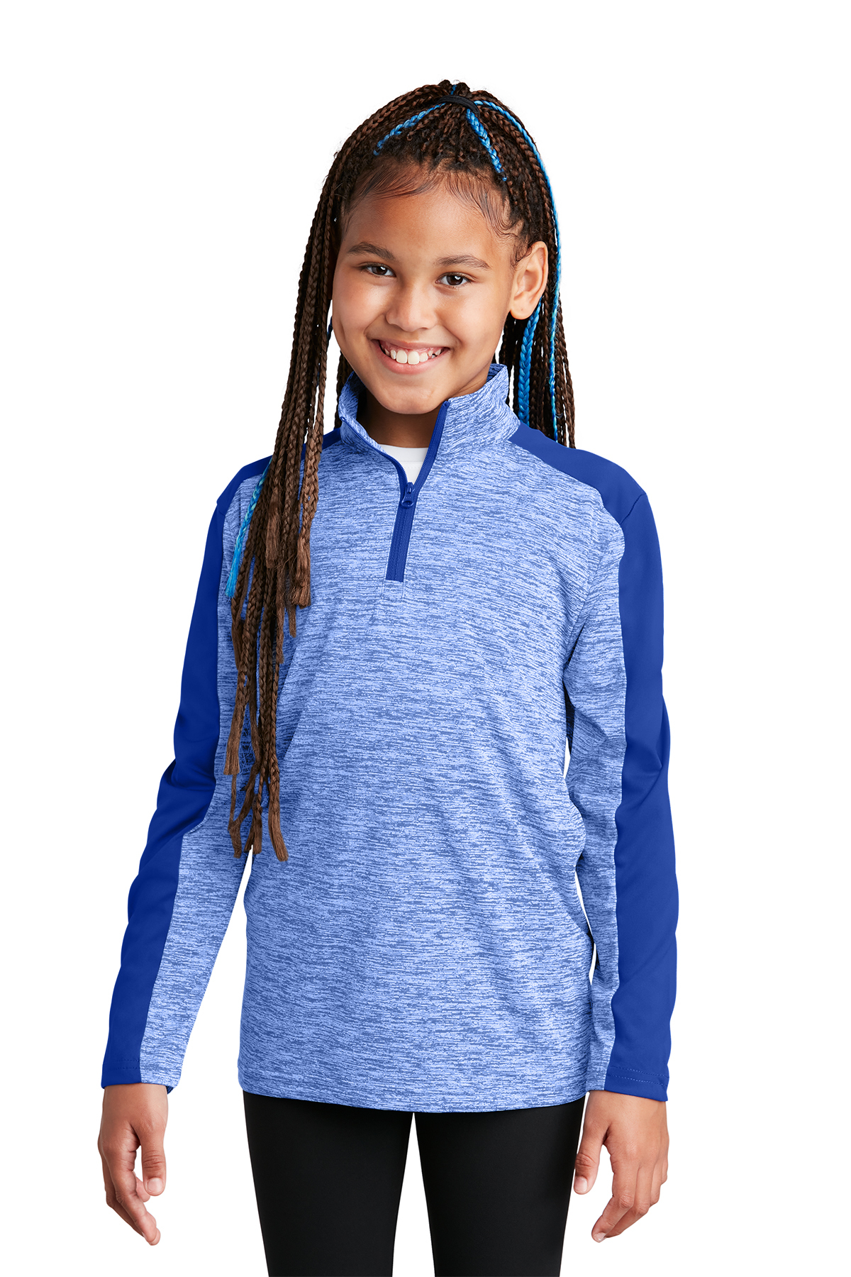 Sport-Tek Youth PosiCharge Electric Heather Colorblock 1/4-Zip Pullover ...