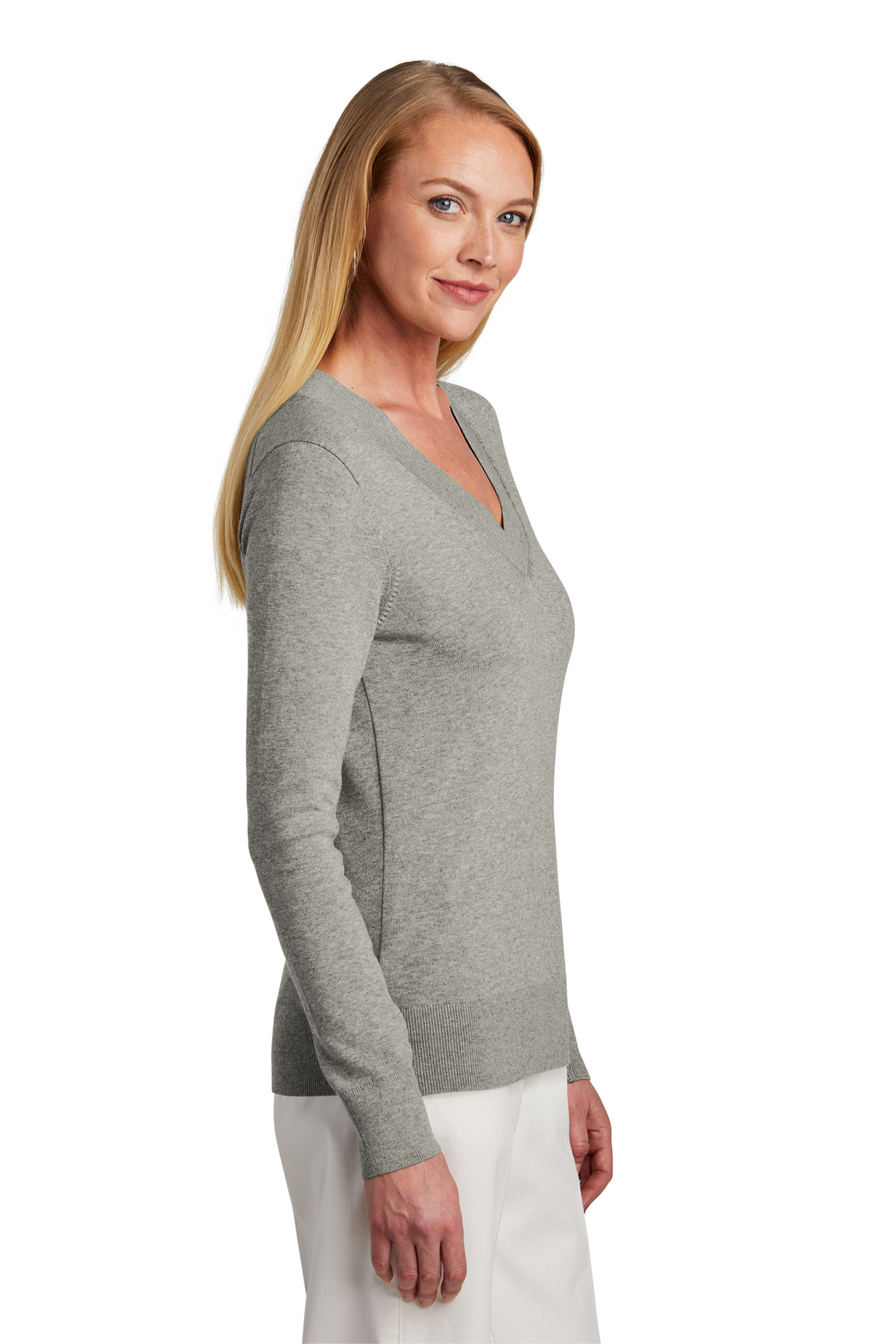 Brooks Brothers Women's Cotton Stretch V-Neck Sweater, Product
