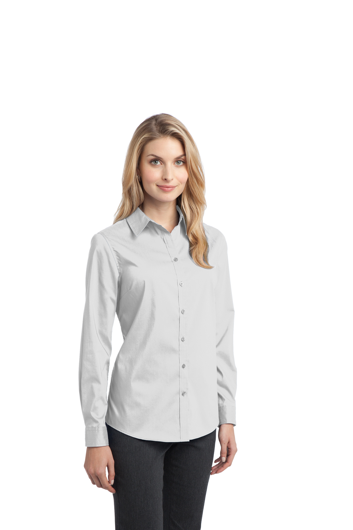 Port Authority® Ladies Stretch Poplin Shirt | Cotton/Poly Blend | Woven ...