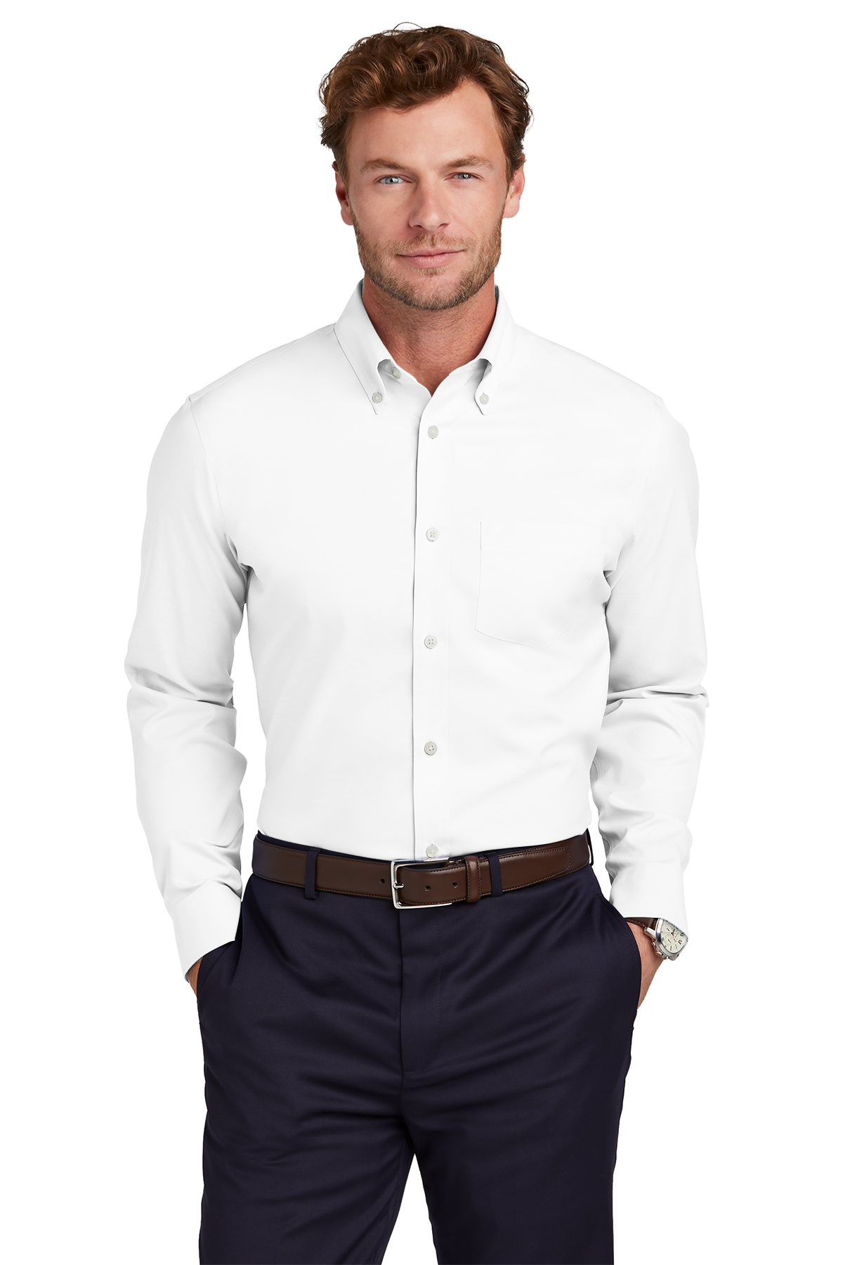 Brooks Brothers Wrinkle-Free Stretch Pinpoint Shirt | Product | SanMar