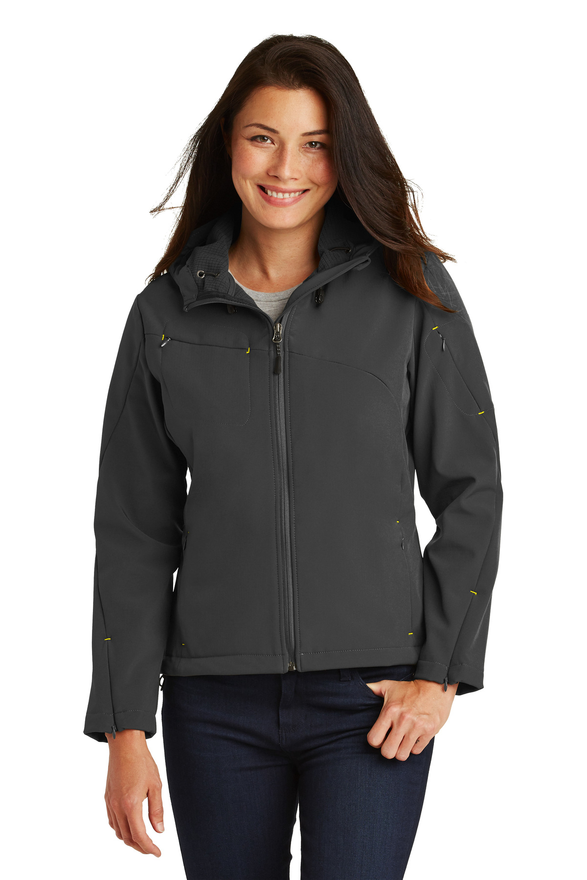 Port Authority Ladies Textured Hooded Soft Shell Jacket | Product ...