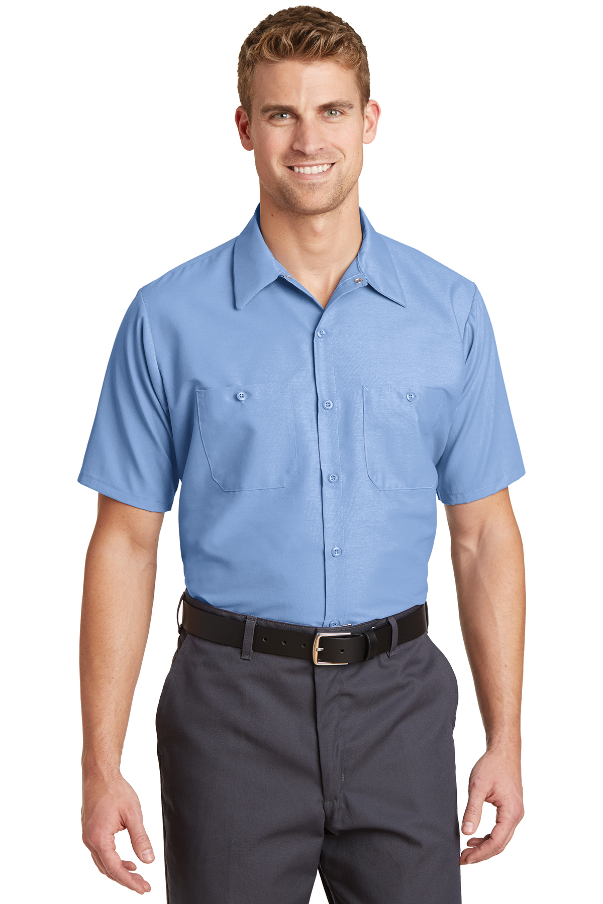 Red Kap Mens Short Sleeve Industrial Work Shirt Postman Blue 