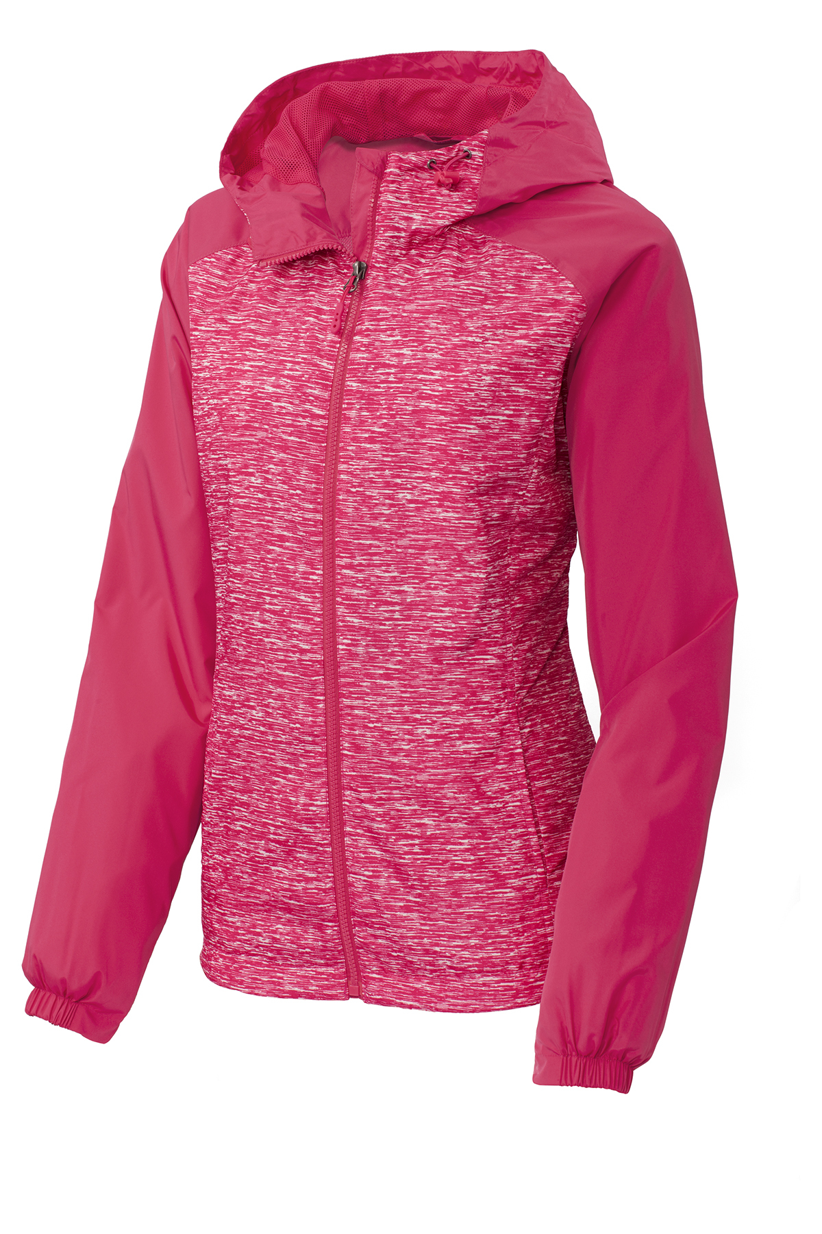 Sport-Tek Ladies Heather Colorblock Raglan Hooded Wind
