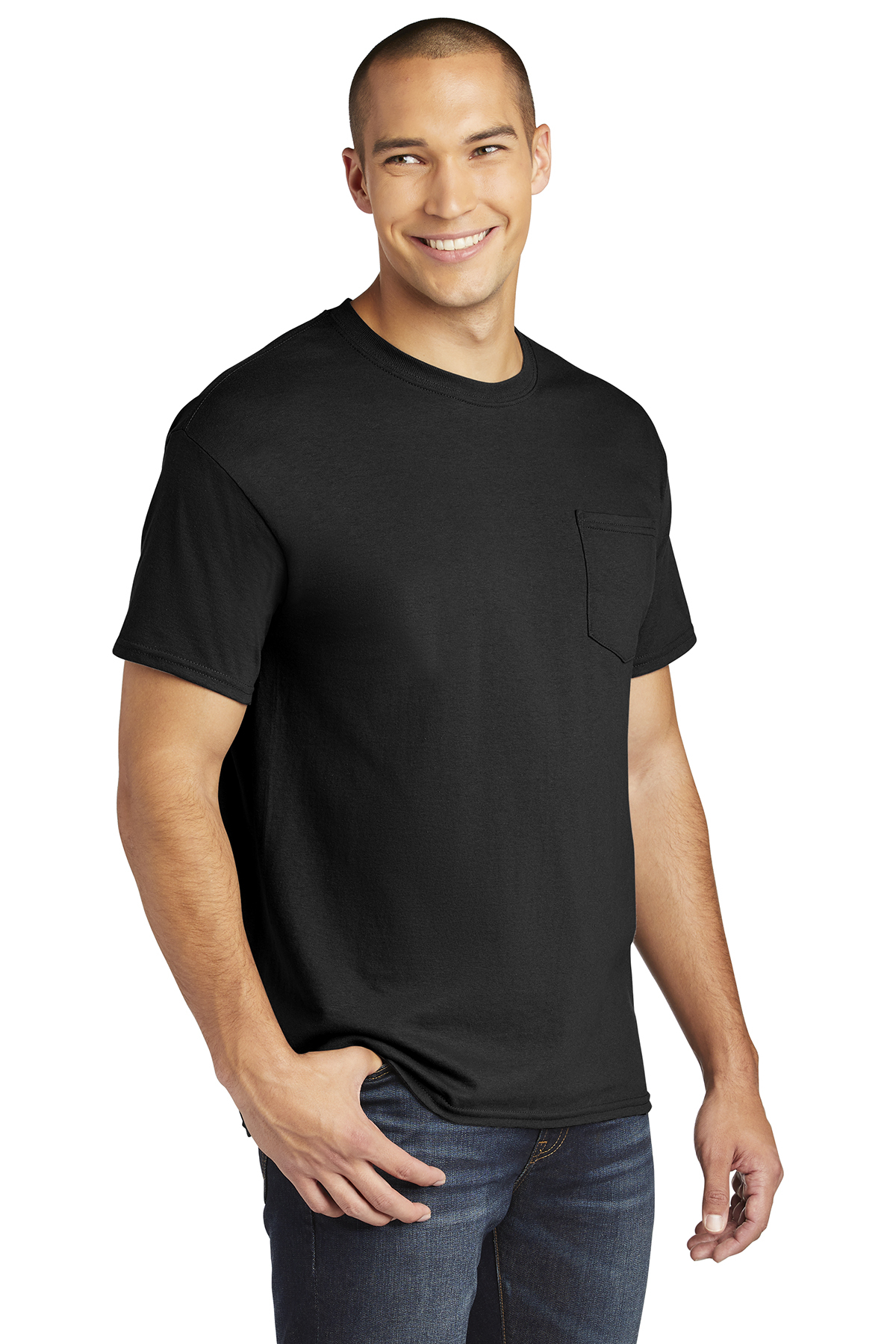 Gildan ® Heavy Cotton ™ 100% Cotton Pocket T-Shirt | 5-5.6 100% Cotton ...