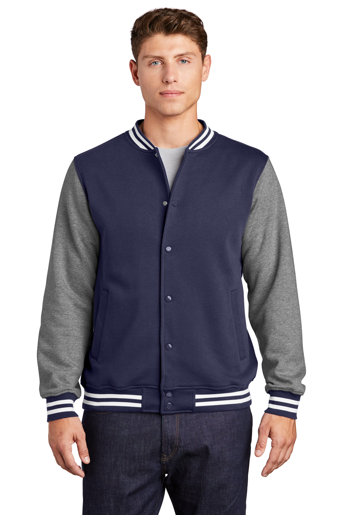Cotton fleece varsity jacket hot sale